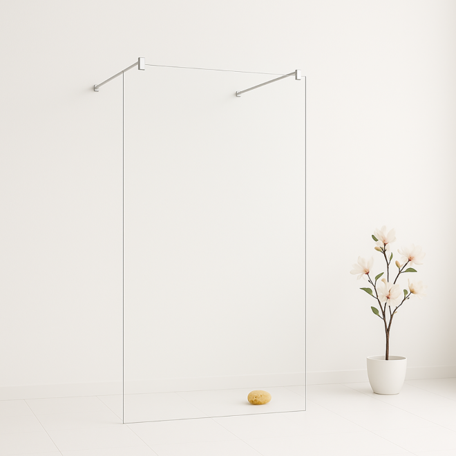 Wiesbaden Free Vrijstaande Inloopdouche 140cm - 8mm Nano Blank Glas